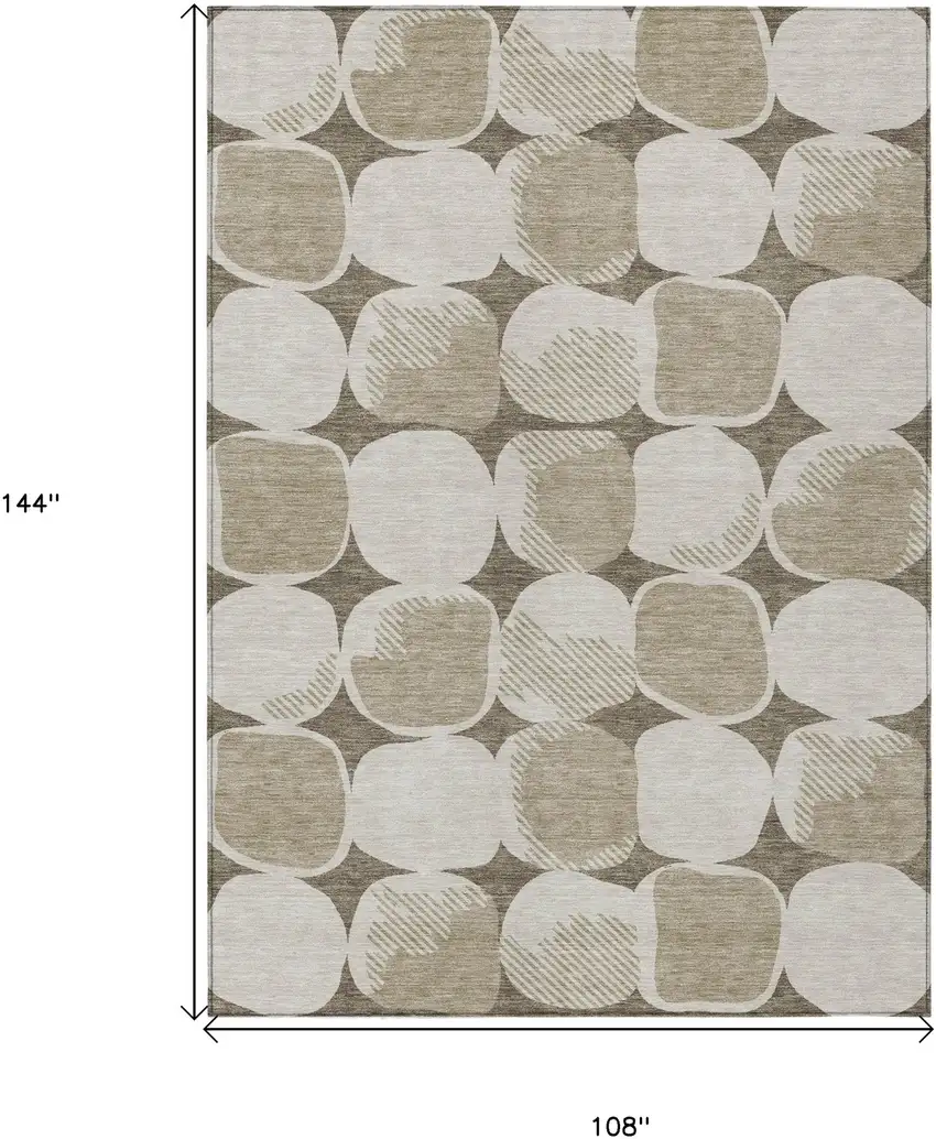 Taupe Beige And Gray Abstract Washable Indoor Outdoor Area Rug Photo 3