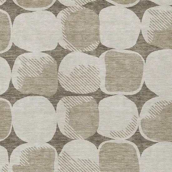 Taupe Beige And Gray Abstract Washable Indoor Outdoor Area Rug Photo 6