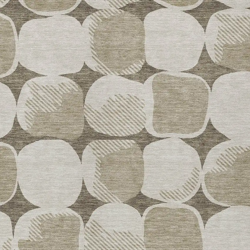 Taupe Beige And Gray Abstract Washable Indoor Outdoor Area Rug Photo 6