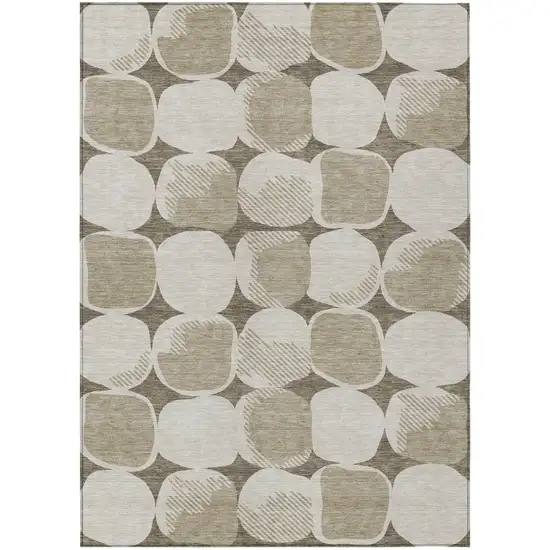 Taupe Beige And Gray Abstract Washable Indoor Outdoor Area Rug Photo 2