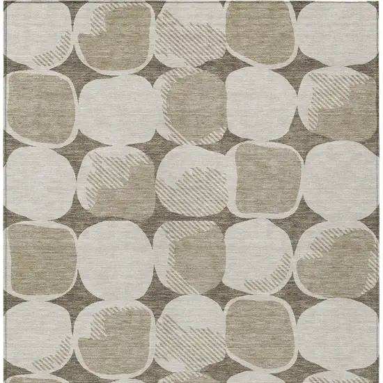 Taupe Beige And Gray Abstract Washable Indoor Outdoor Area Rug Photo 8