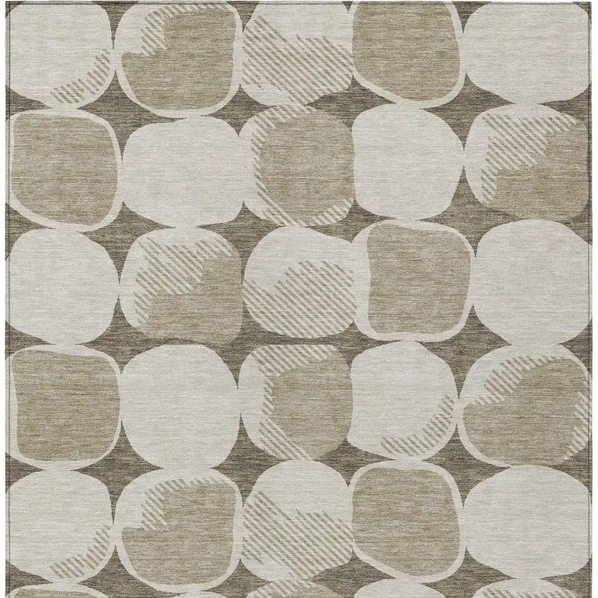 Taupe Beige And Gray Abstract Washable Indoor Outdoor Area Rug Photo 8