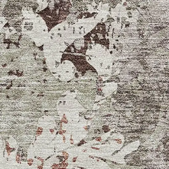 Taupe Beige And Gray Damask Washable Area Rug With UV Protection Photo 2