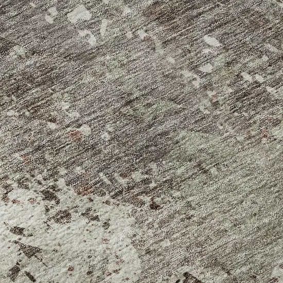 Taupe Beige And Gray Damask Washable Area Rug With UV Protection Photo 9