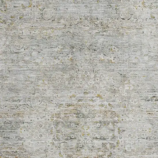 Taupe Beige And Gray Floral Medallion Washable Area Rug With UV Protection Photo 2