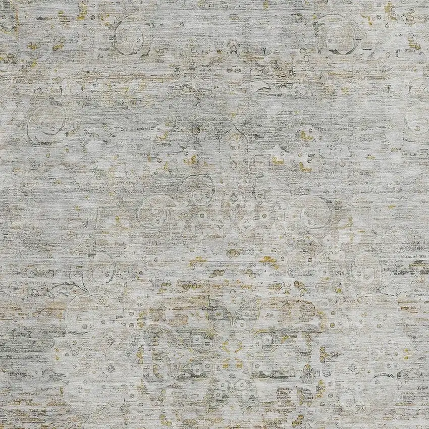 Taupe Beige And Gray Floral Medallion Washable Area Rug With UV Protection Photo 2