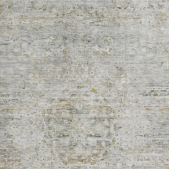 Taupe Beige And Gray Floral Medallion Washable Area Rug With UV Protection Photo 2