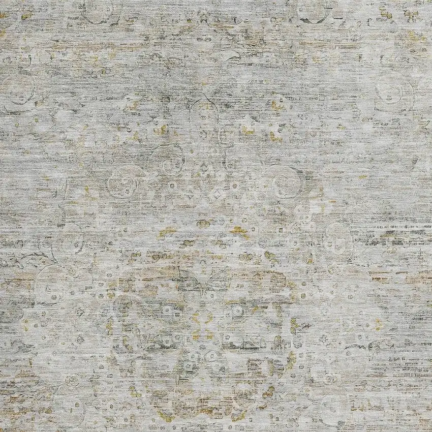 Taupe Beige And Gray Floral Medallion Washable Area Rug With UV Protection Photo 2