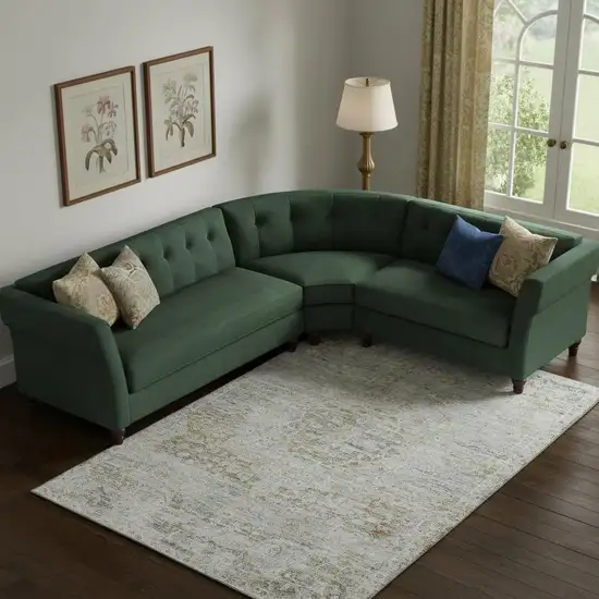 Taupe Beige And Gray Floral Medallion Washable Area Rug With UV Protection Photo 2