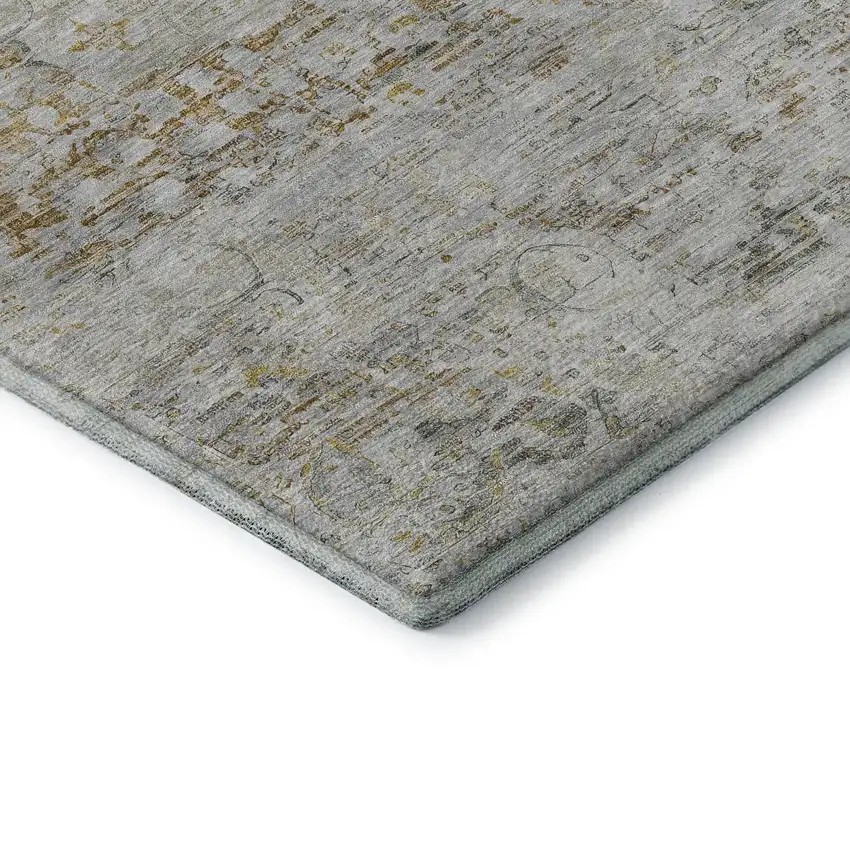 Taupe Beige And Gray Floral Medallion Washable Area Rug With UV Protection Photo 7