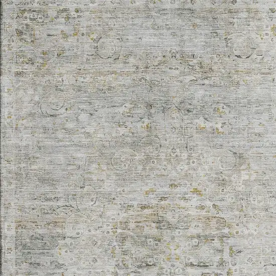 Taupe Beige And Gray Floral Medallion Washable Area Rug With UV Protection Photo 2