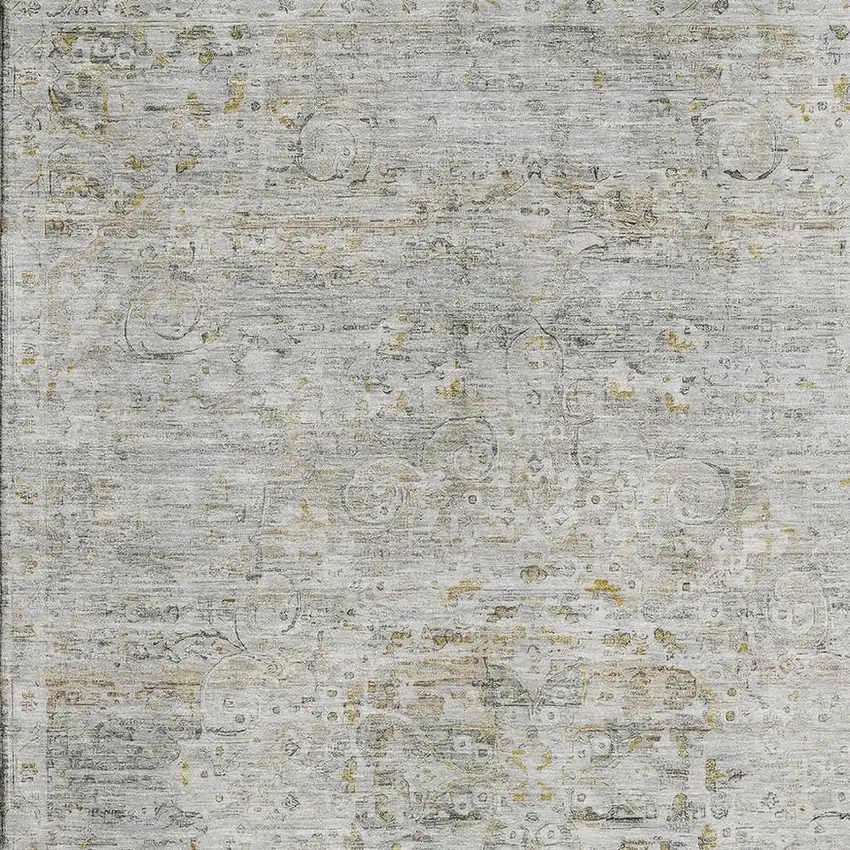 Taupe Beige And Gray Floral Medallion Washable Area Rug With UV Protection Photo 2