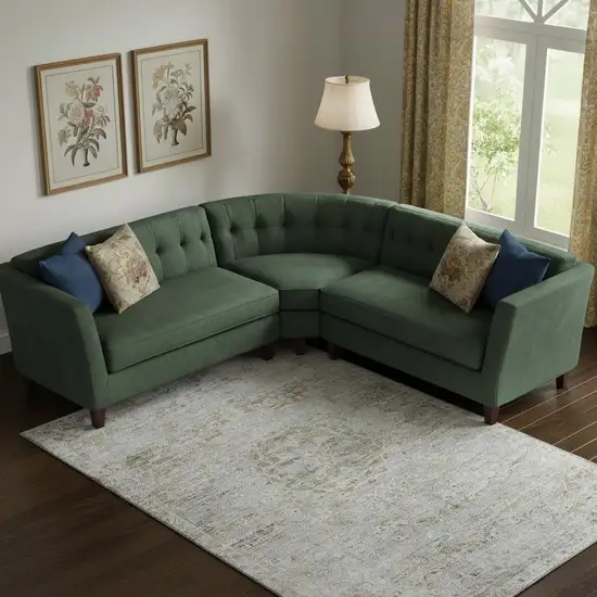 Taupe Beige And Gray Floral Medallion Washable Area Rug With UV Protection Photo 2