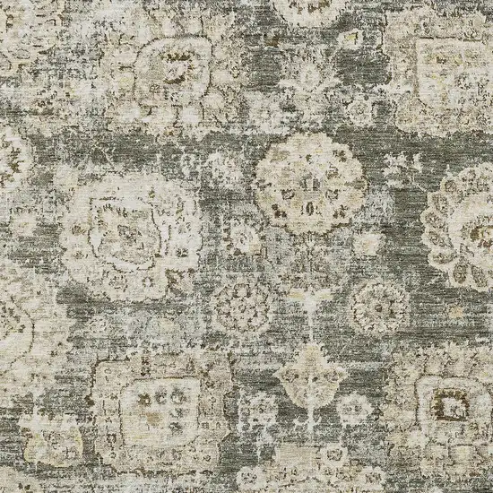 Taupe Beige And Gray Floral Washable Indoor Outdoor Area Rug Photo 4