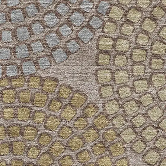 Taupe Beige And Gray Geometric Washable Area Rug With UV Protection Photo 4