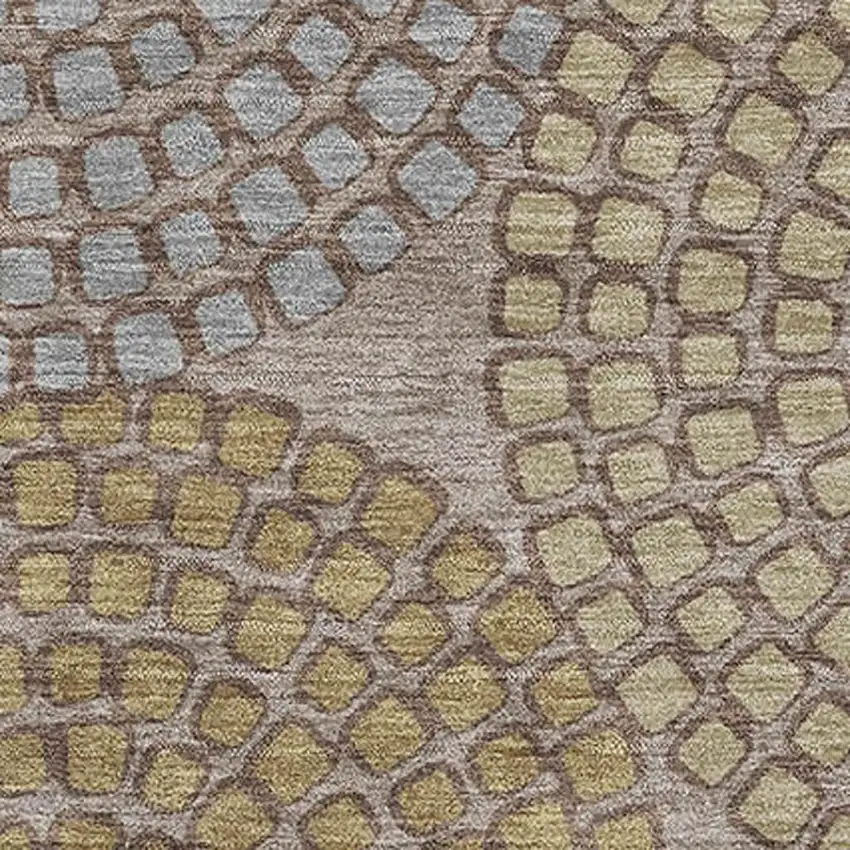 Taupe Beige And Gray Geometric Washable Area Rug With UV Protection Photo 4