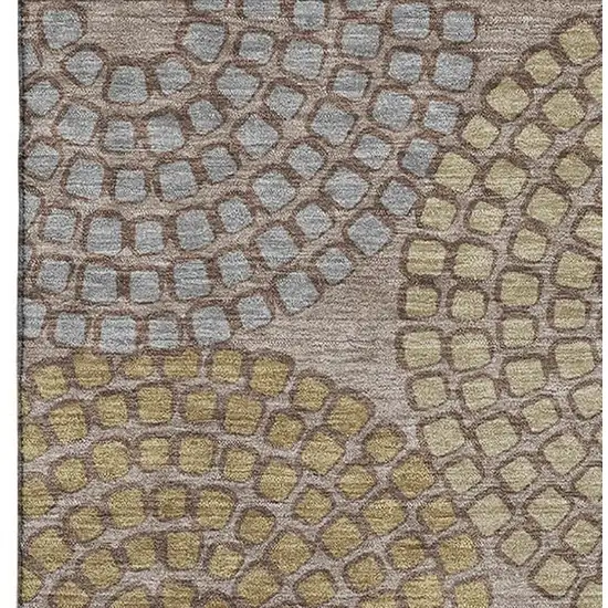 Taupe Beige And Gray Geometric Washable Area Rug With UV Protection Photo 4