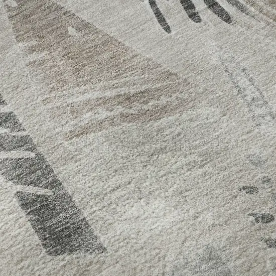 Taupe Beige And Gray Geometric Washable Area Rug With UV Protection Photo 9