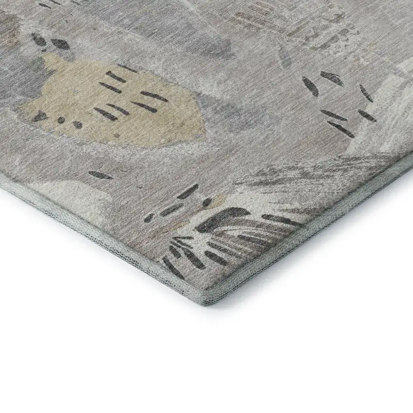 Taupe Beige And Gray Geometric Washable Area Rug With UV Protection Photo 7
