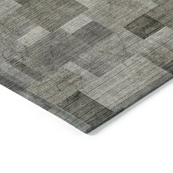 Taupe Beige And Gray Geometric Washable Indoor Outdoor Area Rug Photo 4