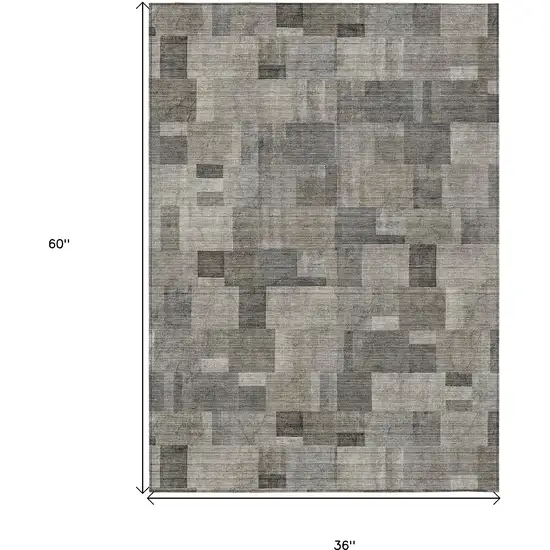 Taupe Beige And Gray Geometric Washable Indoor Outdoor Area Rug Photo 3