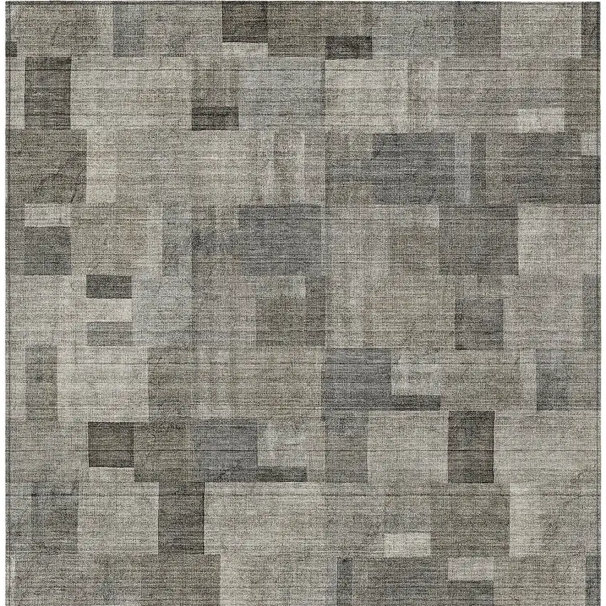 Taupe Beige And Gray Geometric Washable Indoor Outdoor Area Rug Photo 4