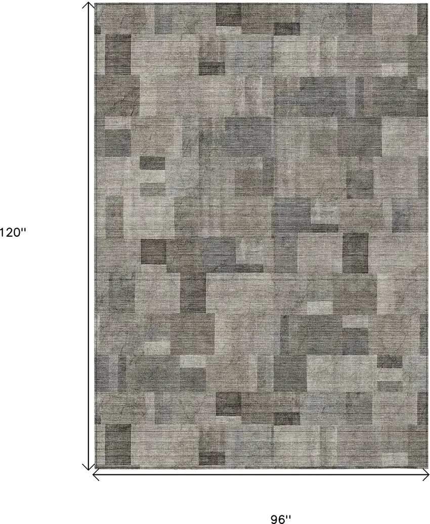 Taupe Beige And Gray Geometric Washable Indoor Outdoor Area Rug Photo 3