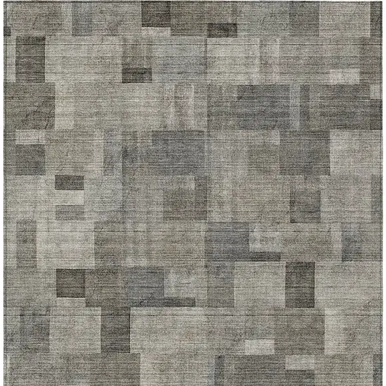 Taupe Beige And Gray Geometric Washable Indoor Outdoor Area Rug Photo 4
