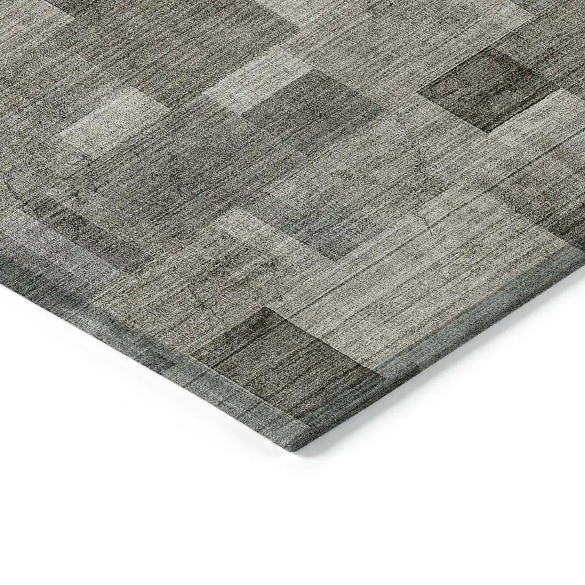 Taupe Beige And Gray Geometric Washable Indoor Outdoor Area Rug Photo 5