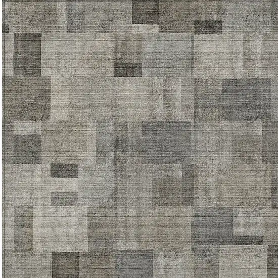 Taupe Beige And Gray Geometric Washable Indoor Outdoor Area Rug Photo 4