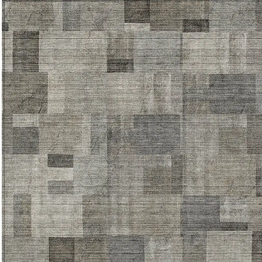 Taupe Beige And Gray Geometric Washable Indoor Outdoor Area Rug Photo 4