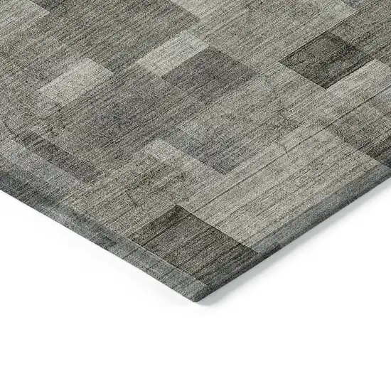 Taupe Beige And Gray Geometric Washable Indoor Outdoor Area Rug Photo 3