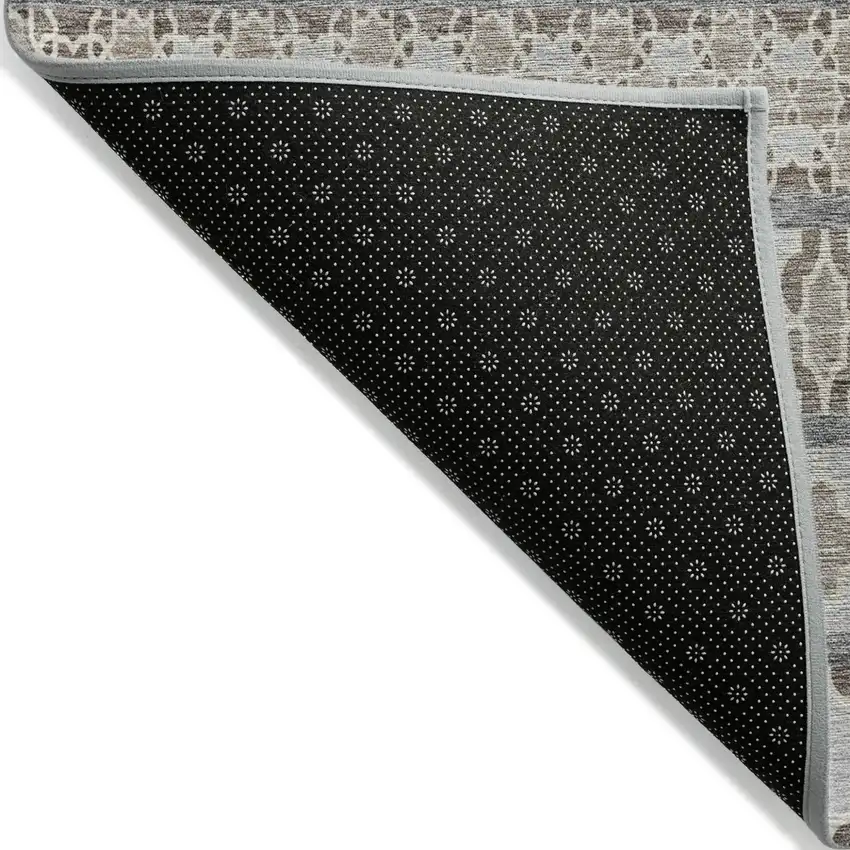 Taupe Beige And Gray Quatrefoil Washable Indoor Outdoor Area Rug Photo 2