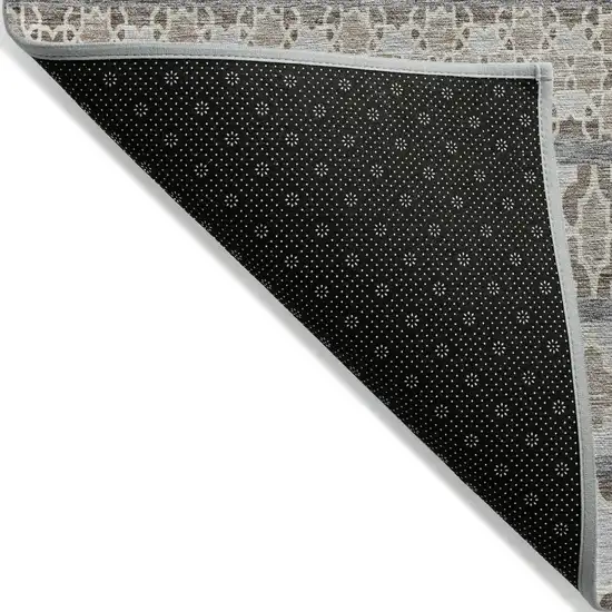 Taupe Beige And Gray Quatrefoil Washable Indoor Outdoor Area Rug Photo 2