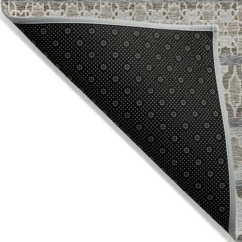 Taupe Beige And Gray Quatrefoil Washable Indoor Outdoor Area Rug Photo 2