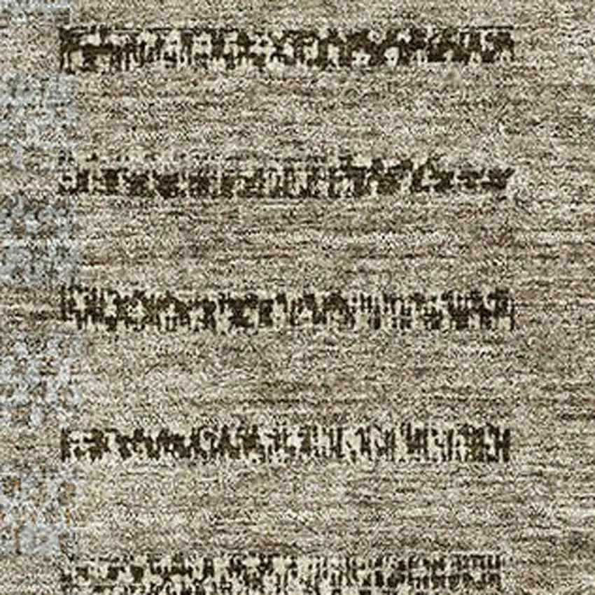Taupe Beige And Gray Striped Washable Area Rug With UV Protection Photo 2