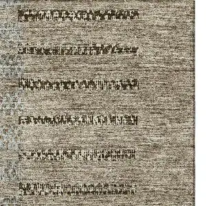 Photo of Taupe Beige And Gray Striped Washable Area Rug With UV Protection
