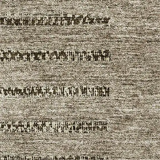 Taupe Beige And Gray Striped Washable Area Rug With UV Protection Photo 2