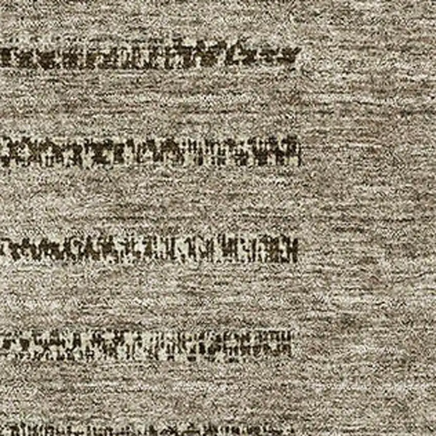 Taupe Beige And Gray Striped Washable Area Rug With UV Protection Photo 2