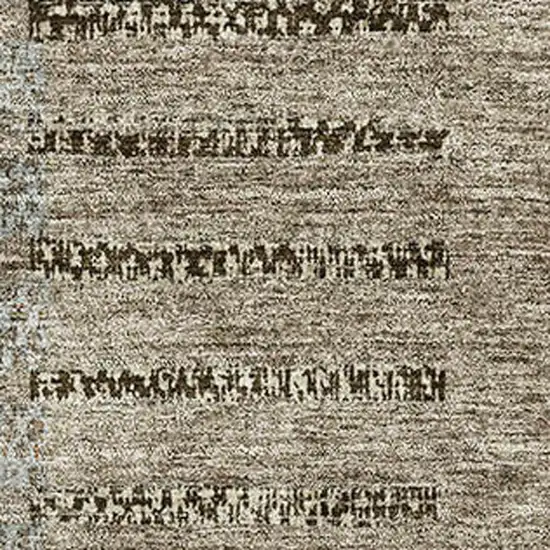 Taupe Beige And Gray Striped Washable Area Rug With UV Protection Photo 2