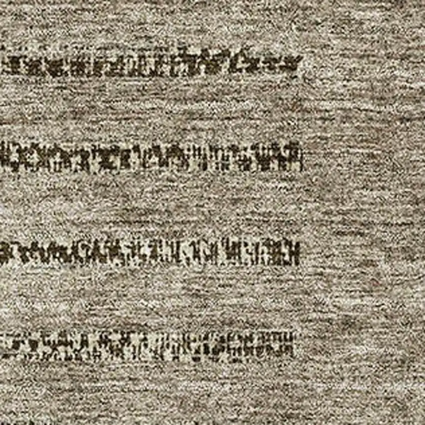 Taupe Beige And Gray Striped Washable Area Rug With UV Protection Photo 2