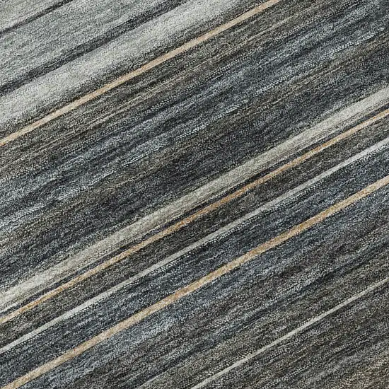 Taupe Beige And Gray Striped Washable Area Rug With UV Protection Photo 8