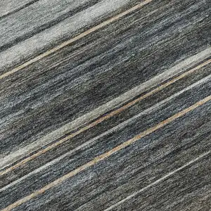 Photo of Taupe Beige And Gray Striped Washable Area Rug With UV Protection