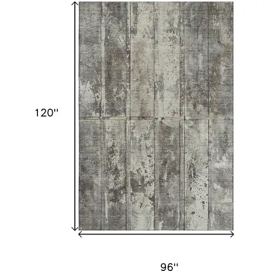 Taupe Beige And Gray Striped Washable Area Rug With UV Protection Photo 9