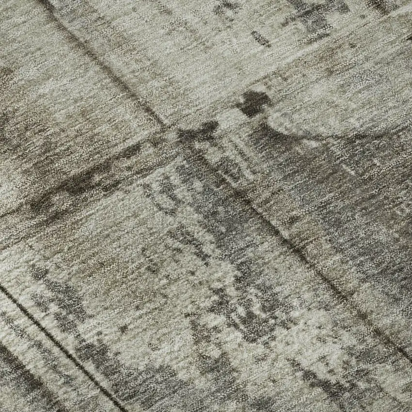 Taupe Beige And Gray Striped Washable Area Rug With UV Protection Photo 8