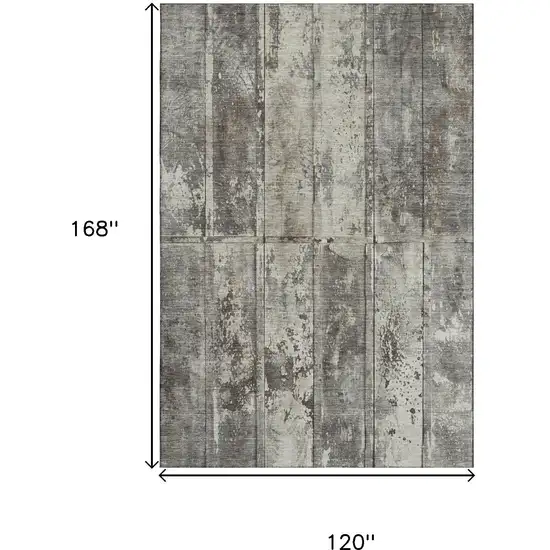 Taupe Beige And Gray Striped Washable Area Rug With UV Protection Photo 9