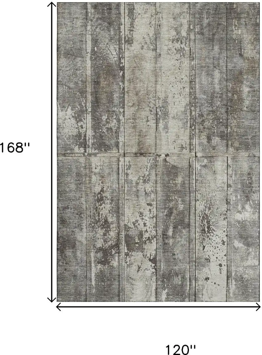 Taupe Beige And Gray Striped Washable Area Rug With UV Protection Photo 9