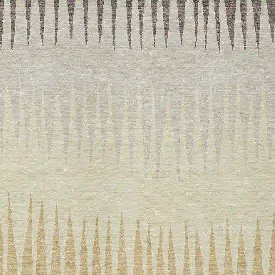 Taupe Beige And Gray Striped Washable Indoor Outdoor Area Rug Photo 6
