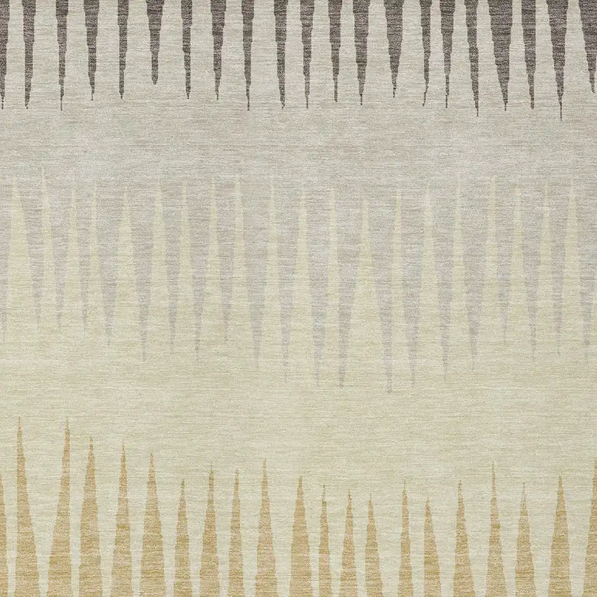 Taupe Beige And Gray Striped Washable Indoor Outdoor Area Rug Photo 6