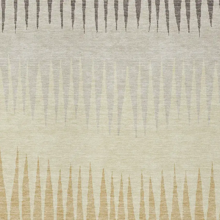 Taupe Beige And Gray Striped Washable Indoor Outdoor Area Rug Photo 6